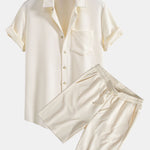 Stripe Jacquard Button Up Shirt & Shorts