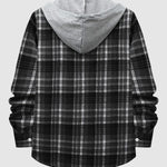 Men's Thin Plaid Casual Hooded Jacket