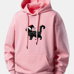 Christmas Colorful Light Black Cat Print Relax Fit Hoodie