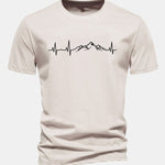 Regular Fit Heartbeat Mountain Print Cotton T-Shirt