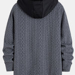 Faux Fur Lined Twist Jacquard Hooded Coat