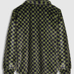 Men's Faux Rabbit Fur Plaid Button Lapel Casual Jacket
