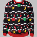 Men's Colorful Light Pattern Christmas Print Crew Neck T-shirt