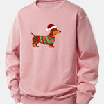 Christmas Dachshund Print Relax Fit Sweatshirt