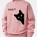 What Black Cat Print Relax Fit Sweatshirt