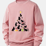 Christmas Cats Print Relax Fit Sweatshirt