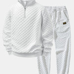 Checkerboard Jacquard Quarter Zip Sweatshirt & Jogger Pants