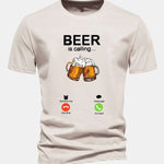 Regular Fit Beer Is Calling Print Cotton T-Shirt