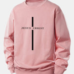 Jesus Christ Stripe Print Relax Fit Sweatshirt