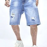 Ripped straight jeans - shorts