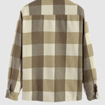 Men's Classic Plaid Wool Blend Button Down Long Sleeve Shirt Jacket