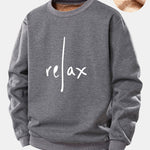 Relax Print Teddy Fleece Lined Sweatshirt