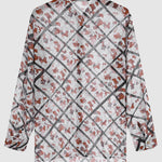 Men's  Sexy Sheer Plaid Colorful Print Long Sleeve Shirt