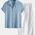 Animal Texture Terry Cuban Shirt & Straight Leg Linen Pants