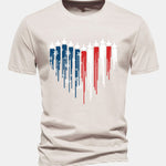 Regular Fit Heart Shaped Fighter Jets USA Flag Print Cotton T-Shirt