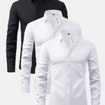 3 Pieces Long Sleeve Button Up Dress Shirt