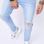 Destroyed Straight Leg Zipper Fly Jeans