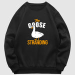 Men's silly goose pattern printed long-sleeved crew neck sweatshirt