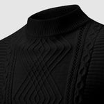 Men's Geometric Twist Slim Stand Collar Sweater