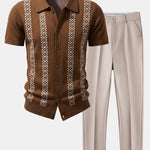 Geometric Knit Shirt & Slim Fit Tapered Trousers