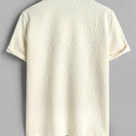 Geometric Vintage Jacquard Lapel Short-Sleeved Polo-Beige