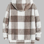 Men's fleece plaid hoodie casual pants set