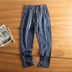 Linen Breathable Loose Drawstring Straight Trousers