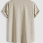 Men's Cotton Linen Lapel Short Sleeve Shirt