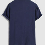 Men's pleated textured solid color short sleeve set