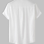 Men's Cotton Linen Textured Half Placket Short Sleeve Shirt