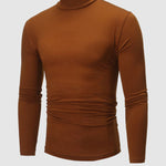 Men's Turtleneck Solid Color Lightweight Skin-Friendly Basic Pullover T-Shirt