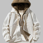 Men's Corduroy Fleece-lined Fake Two-Pocket Hooded Jacket