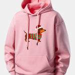 Christmas Dachshund Print Relax Fit Hoodie