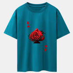 Rose K Print Drop Shoulder Oversize T-Shirt