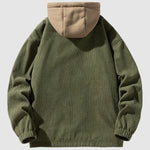 Men's Corduroy Fleece-lined Fake Two-Pocket Hooded Jacket
