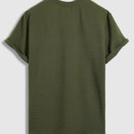 Men's solid color textured casual round neck short-sleeved T-shirt