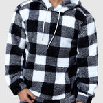 Men's Classic Plaid Fleece Hooded Pocket Sweatshirt