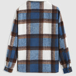 Men's Wool Blend Plaid Lapel Shirt Jacket