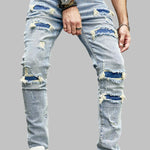 Men's ripped zipper access frayed jeans