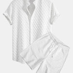 Checkerboard Stand Collar Shirt & Checkerboard Jacquard Shorts