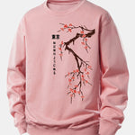 Tokyo Japanese Cherry Blossoms Print Relax Fit Sweatshirt