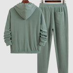 Men's waffle solid color wool texture two-piece set