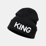Unisex Queen And King Embroidery Knitted Hat Set
