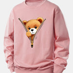 Zipper Bear Print Relax Fit Sweatshirt