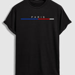 Men's "Paris" letter print casual round neck short sleeve T-shirt