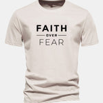 Regular Fit Faith Over Fear Print Cotton T-Shirt
