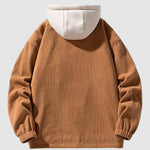 Men's Corduroy Fleece-lined Fake Two-Pocket Hooded Jacket