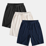 3 Pieces Drawstring Knitted Waffle Shorts