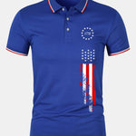 1776 American Flag Print Mesh Polo Shirt