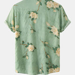 Men's Cotton Linen Printed Short Sleeve Shirt